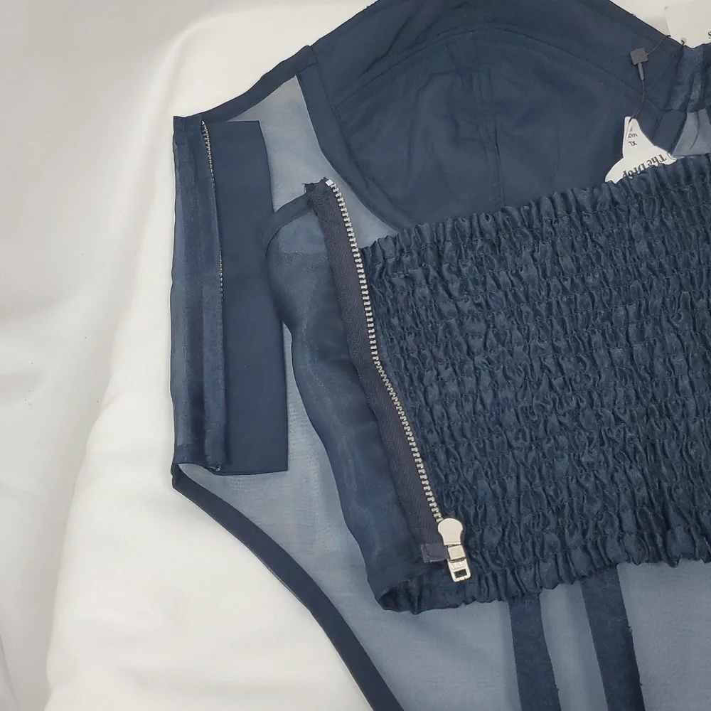 The Drop womens Sky Captain Organza Corset by @signedblakeBlouses ~ Blue - Picture 13 of 16